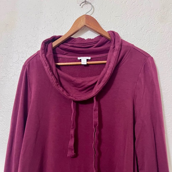 Daily Ritual Womens Burgundy Cowl Neck Long Sleeve Tunic Top Size XL - Picture 2 of 4